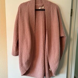 Cozy Pink Open-Front Sweater